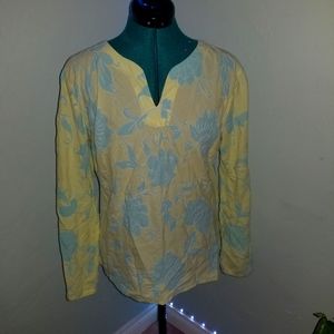 FDJ top! Yellow and blue size 6 womens REAL FRENCH VINTAGE!